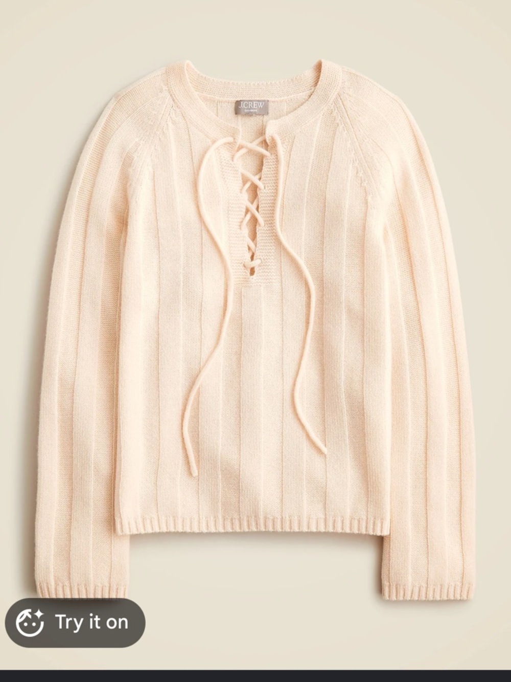 Title: J.Crew Cashmere Lace-Up Beach Sweater small Ivory Luxury Knit